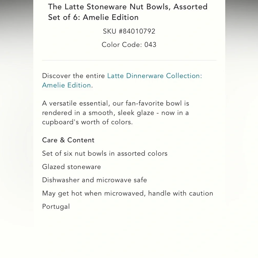 Latte Stone Nut Bowls Assorted Set Of Six: Amélie Edition Ocean Blues